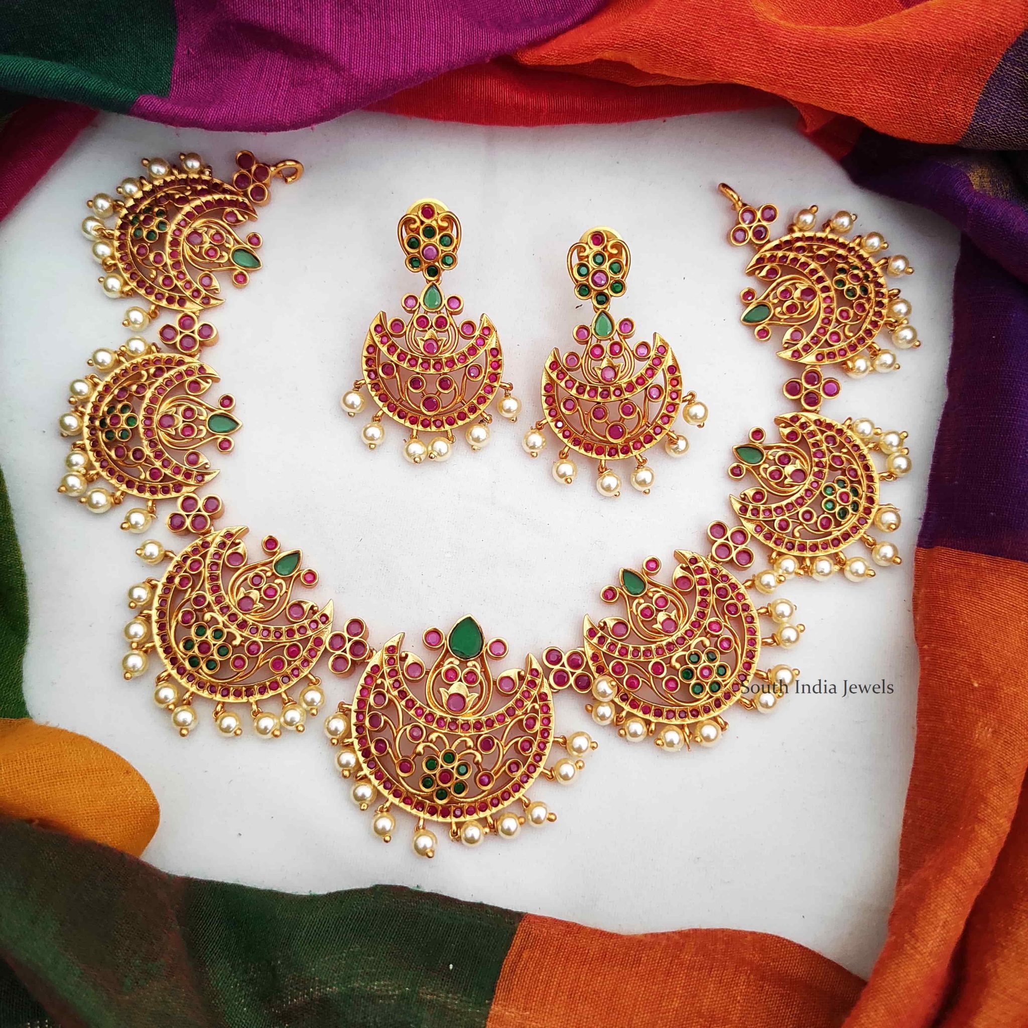 Beautiful Chandbali Design Necklace - South India Jewels