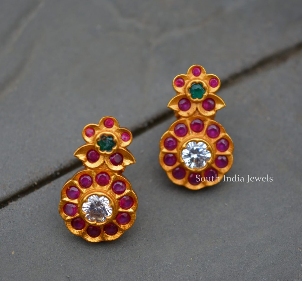 Beautiful Kemp & Green Matte Necklace - South India Jewels