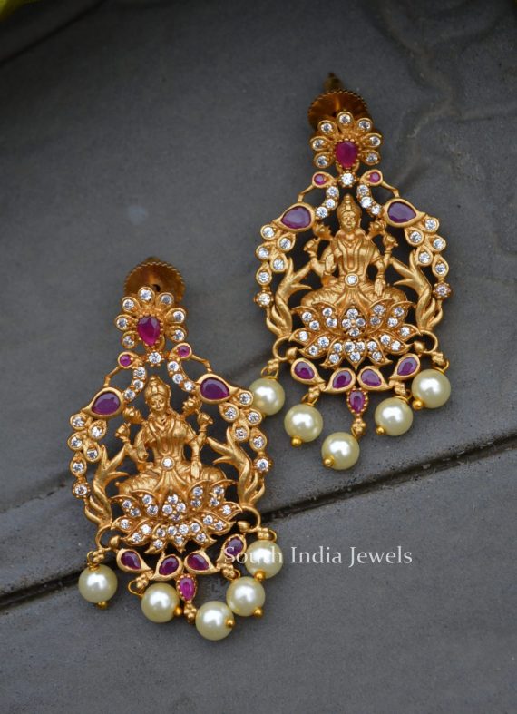 Beautiful Lakshmi Design Ad Stone Necklace - South India Jewels