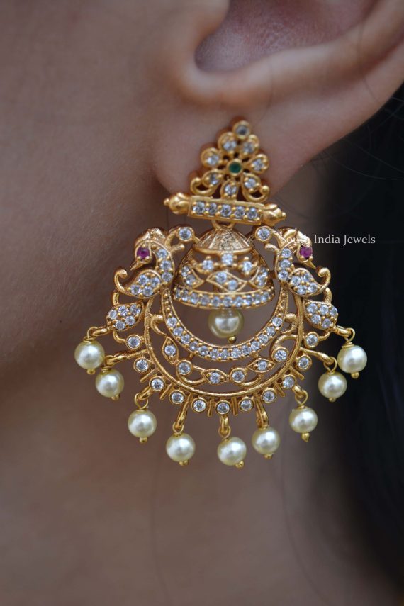 Beautiful Matte Finish AD Stone Earrings