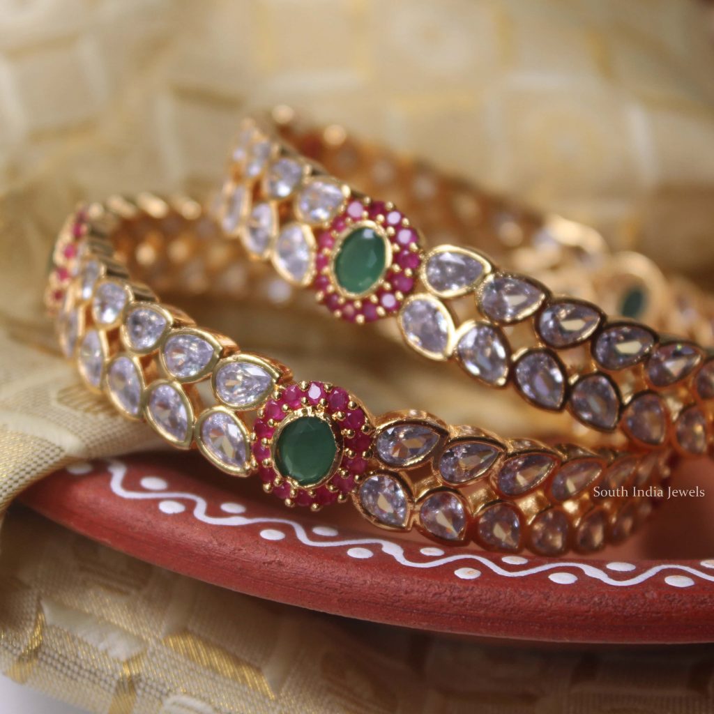 Beautiful Tear Drop Stone Bangles - South India Jewels