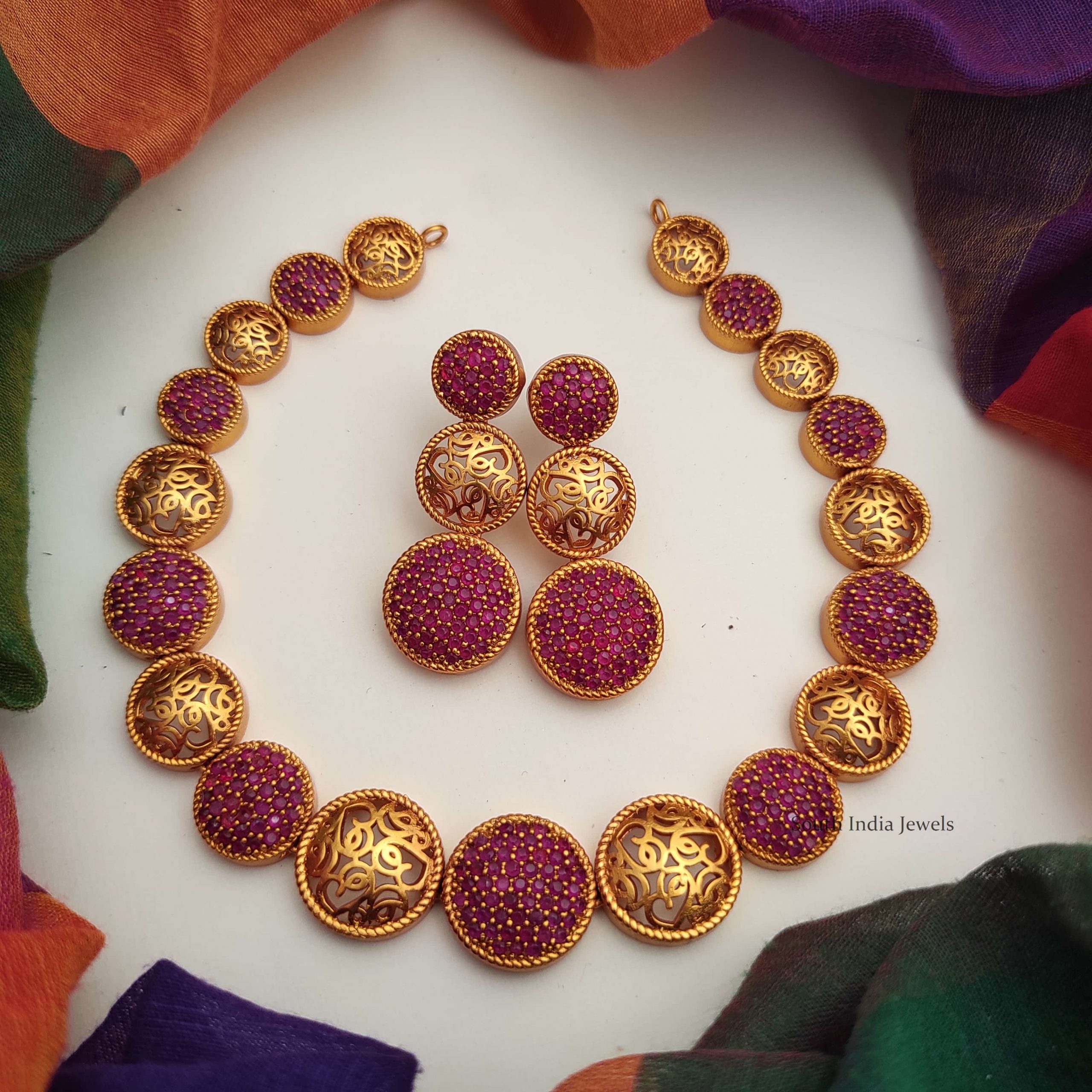 Designer Trendy Wear Red Color Stone Necklace-01