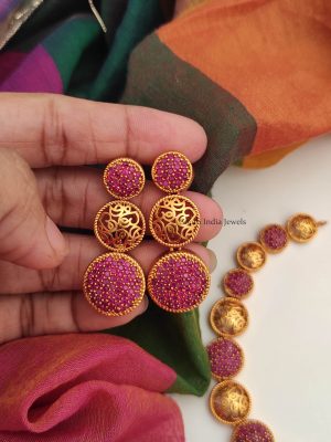 Designer Trendy Wear Red Color Stone Necklace-02