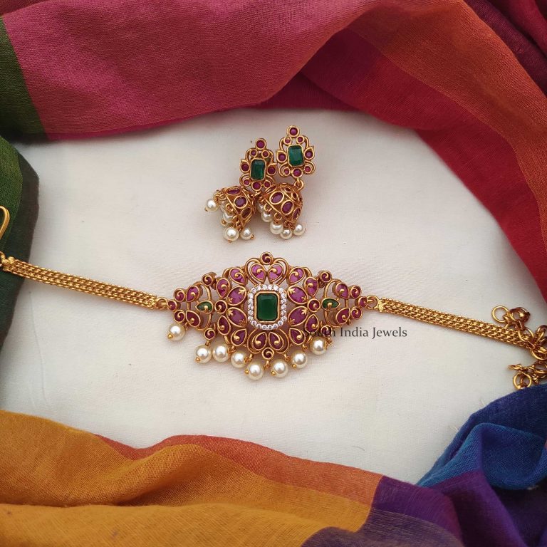 Elegant High Neck Mini Choker - South India Jewels
