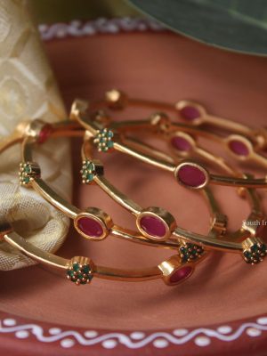 Elegant Kemp Stone Flower Design Bangles