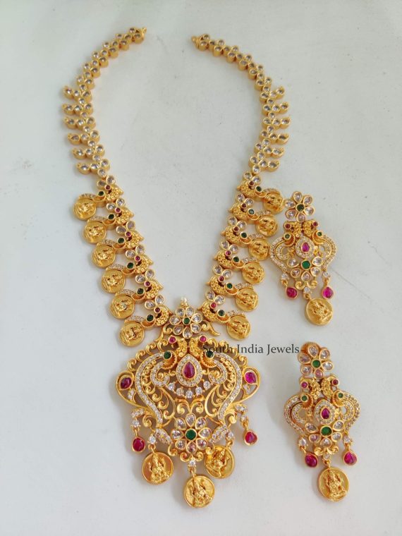 Elegant Lakshmi & Peacock Design Long Haram