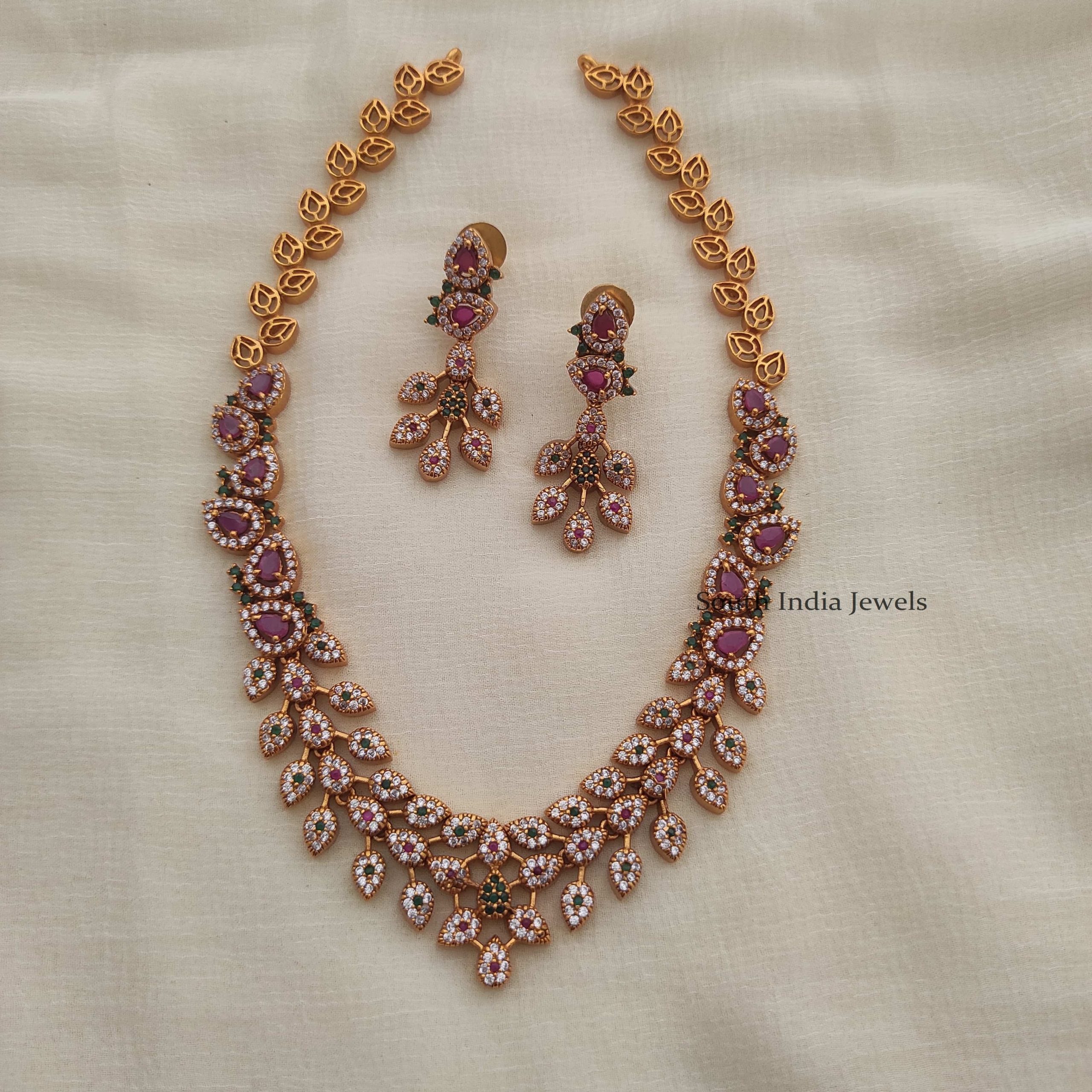 Buy Traditional Gold leaf Design Choker Necklace set Online  Traditional  Gold leaf Design Choker Necklace set by Manubhai