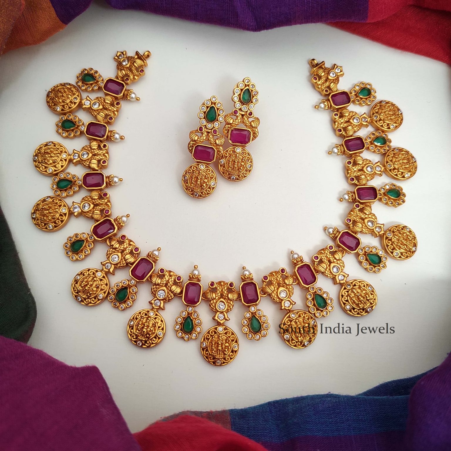 Gorgeous Ram Parivar Matte Finish Necklace - South India Jewels
