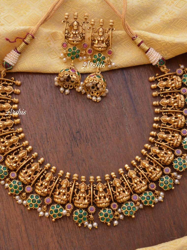 Imitation Lakshmi Flower Design Necklace-01