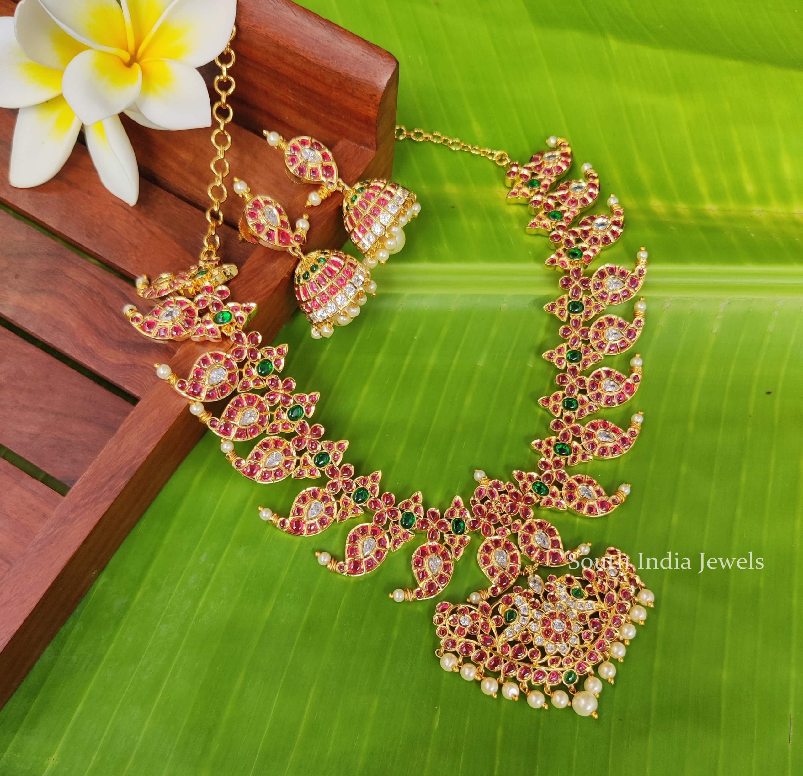 Imitation Multi Stone Necklace with Jhumka