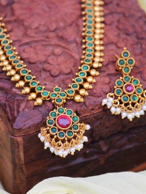 Premium Quality Green Attigai with Earrings