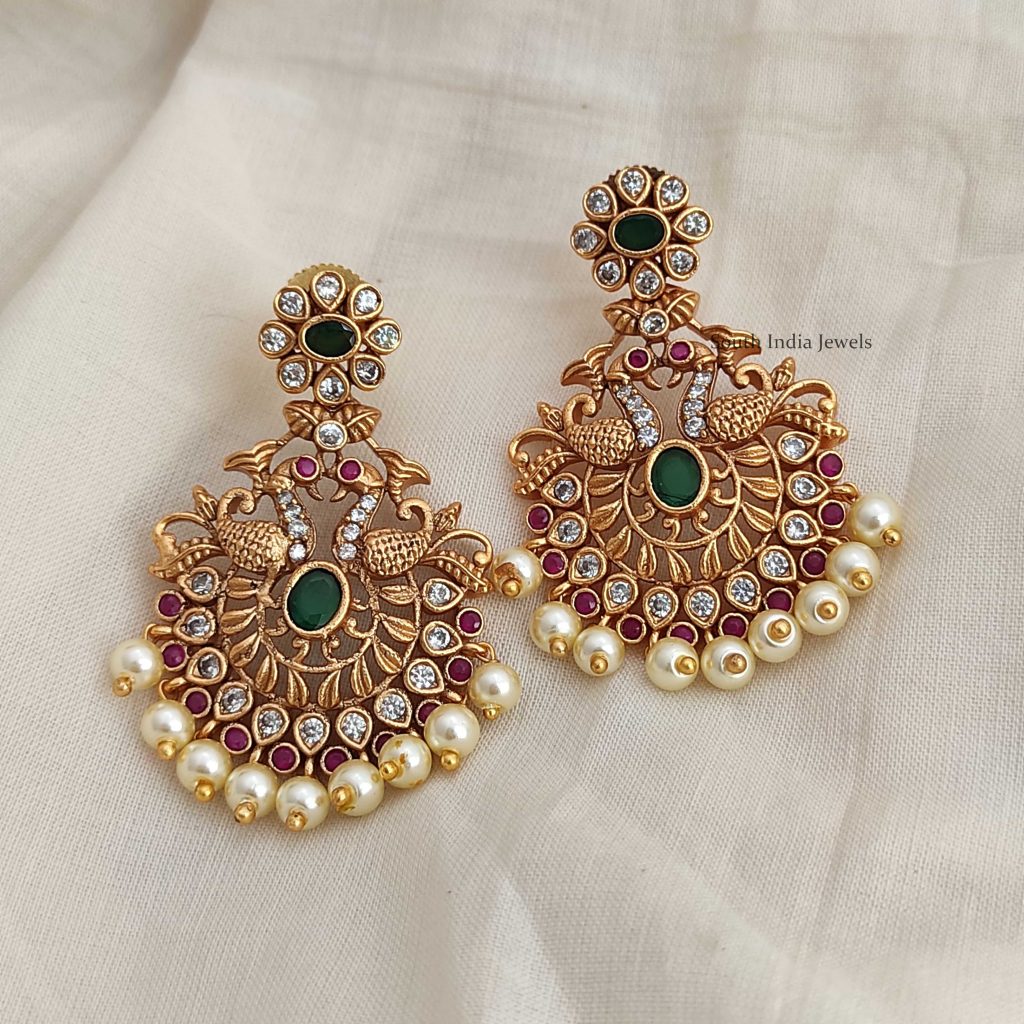 Premium Quality Light Weight Peacock Chandbali Earrings - South India ...