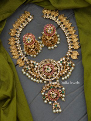 Stunning Lakshmi Coin Matte Finish Necklace