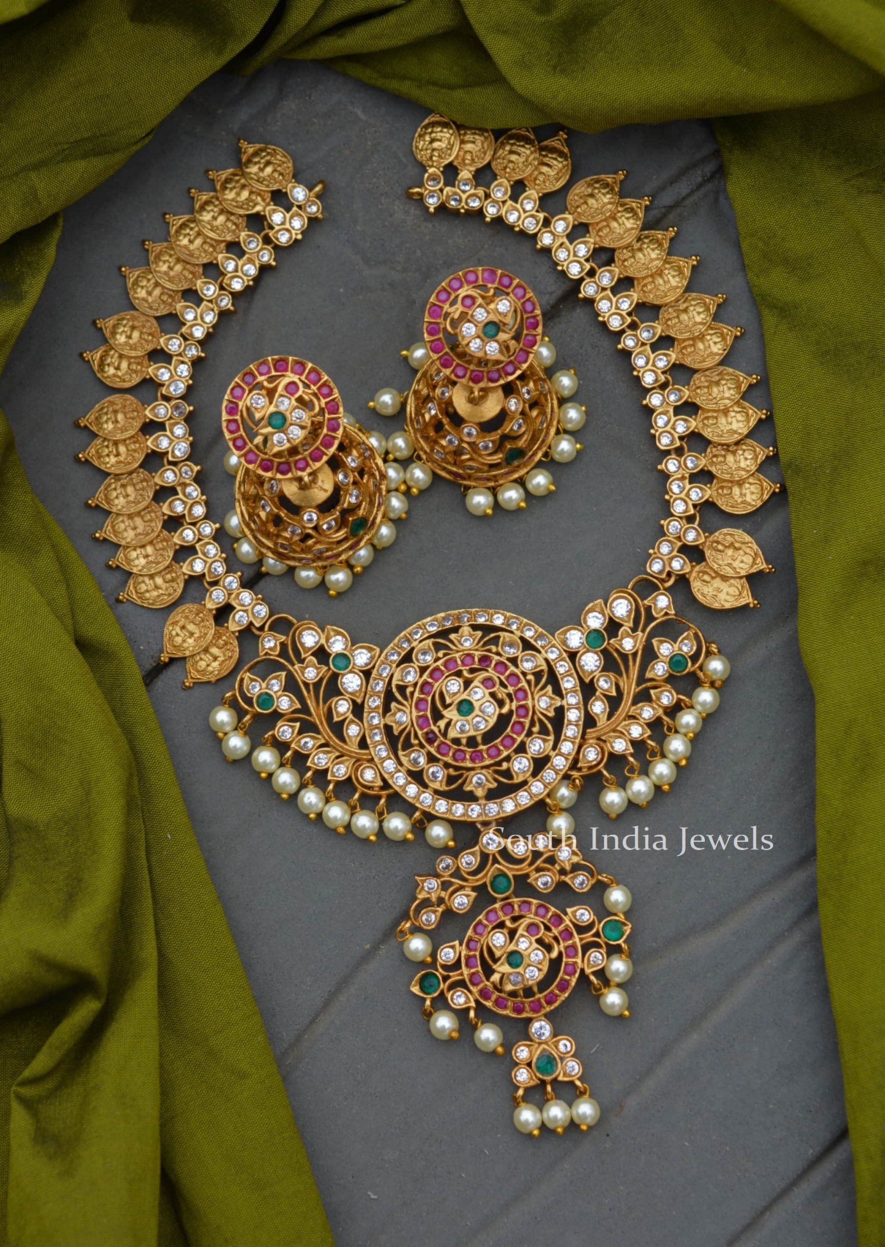 Stunning Lakshmi Coin Matte Finish Necklace