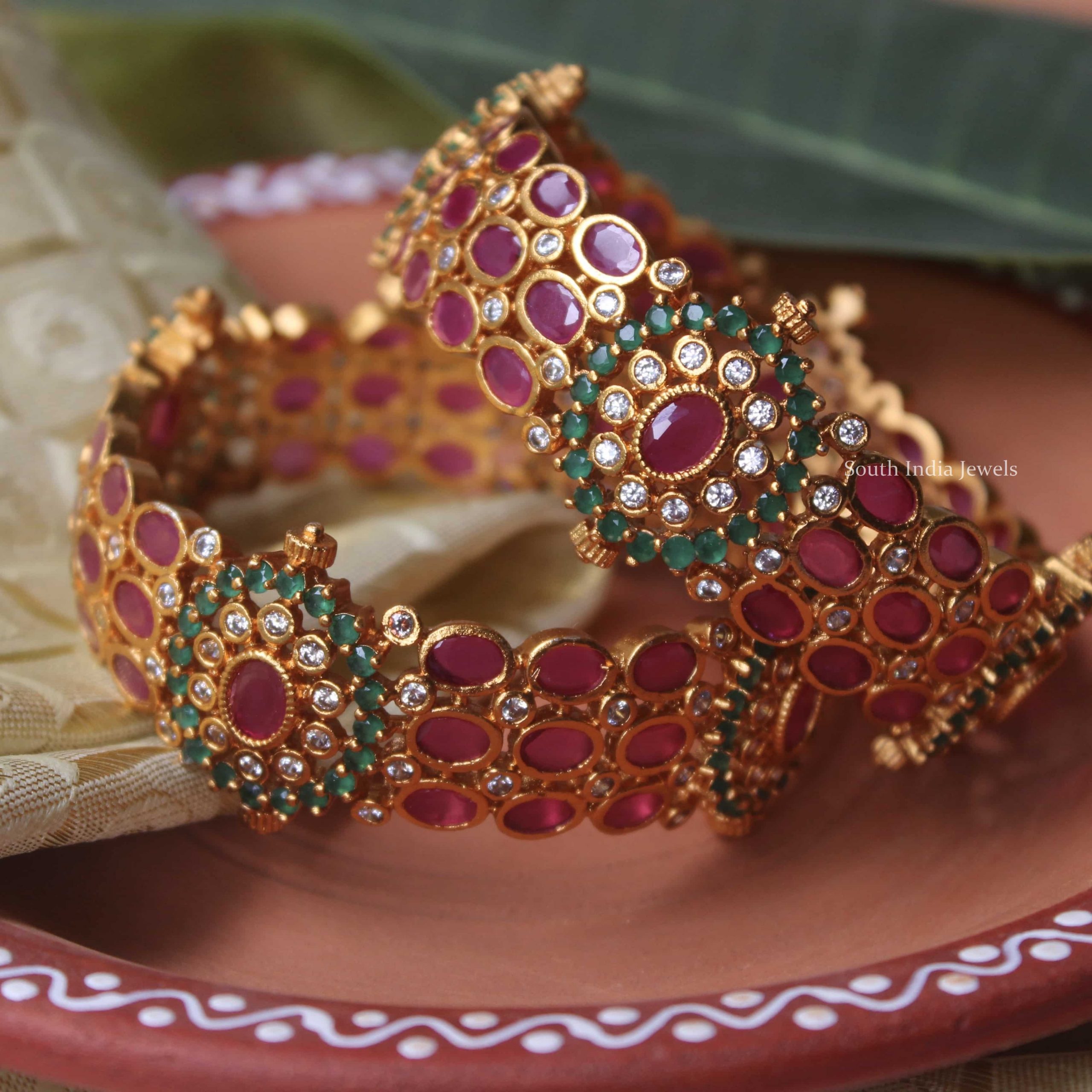 Traditional wear Kada Designer Bangles A Pair South India Jewels