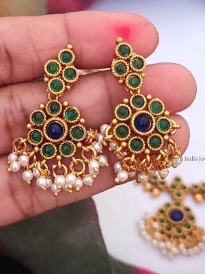 Unique Green & Blue Stone Attigai Necklace