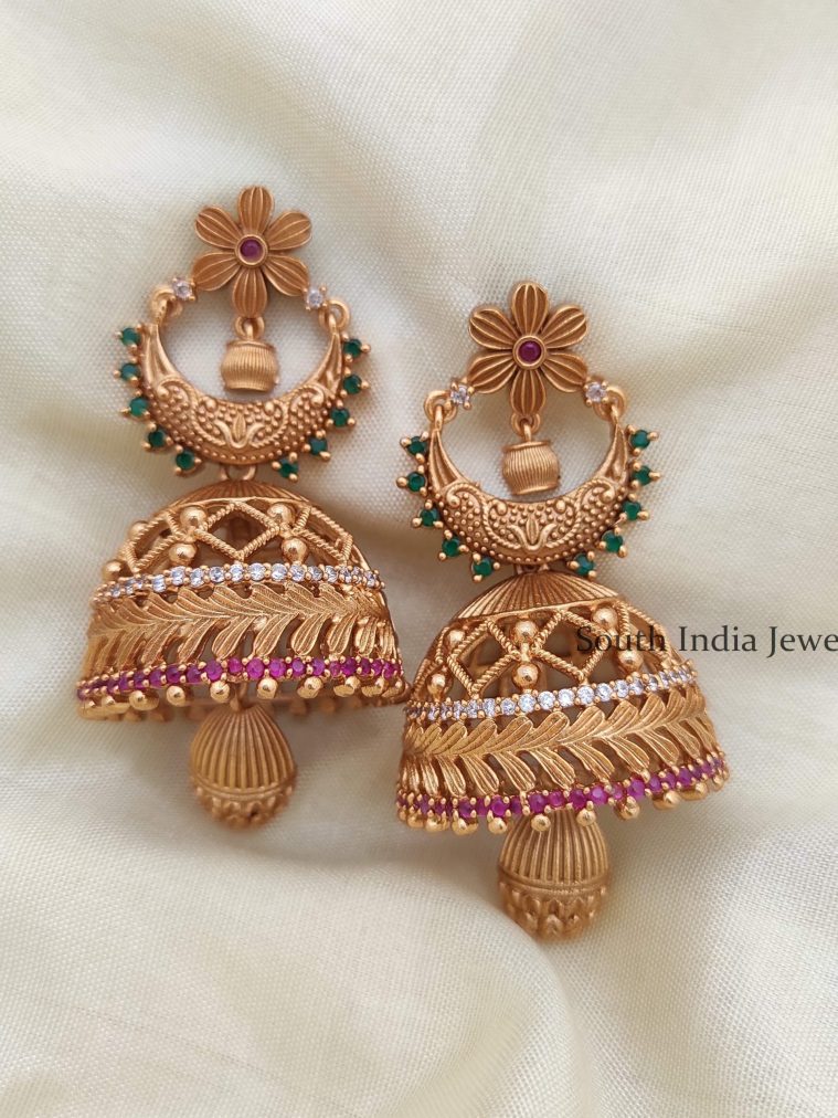 Unique Matte Finish Flower Design Jhumka