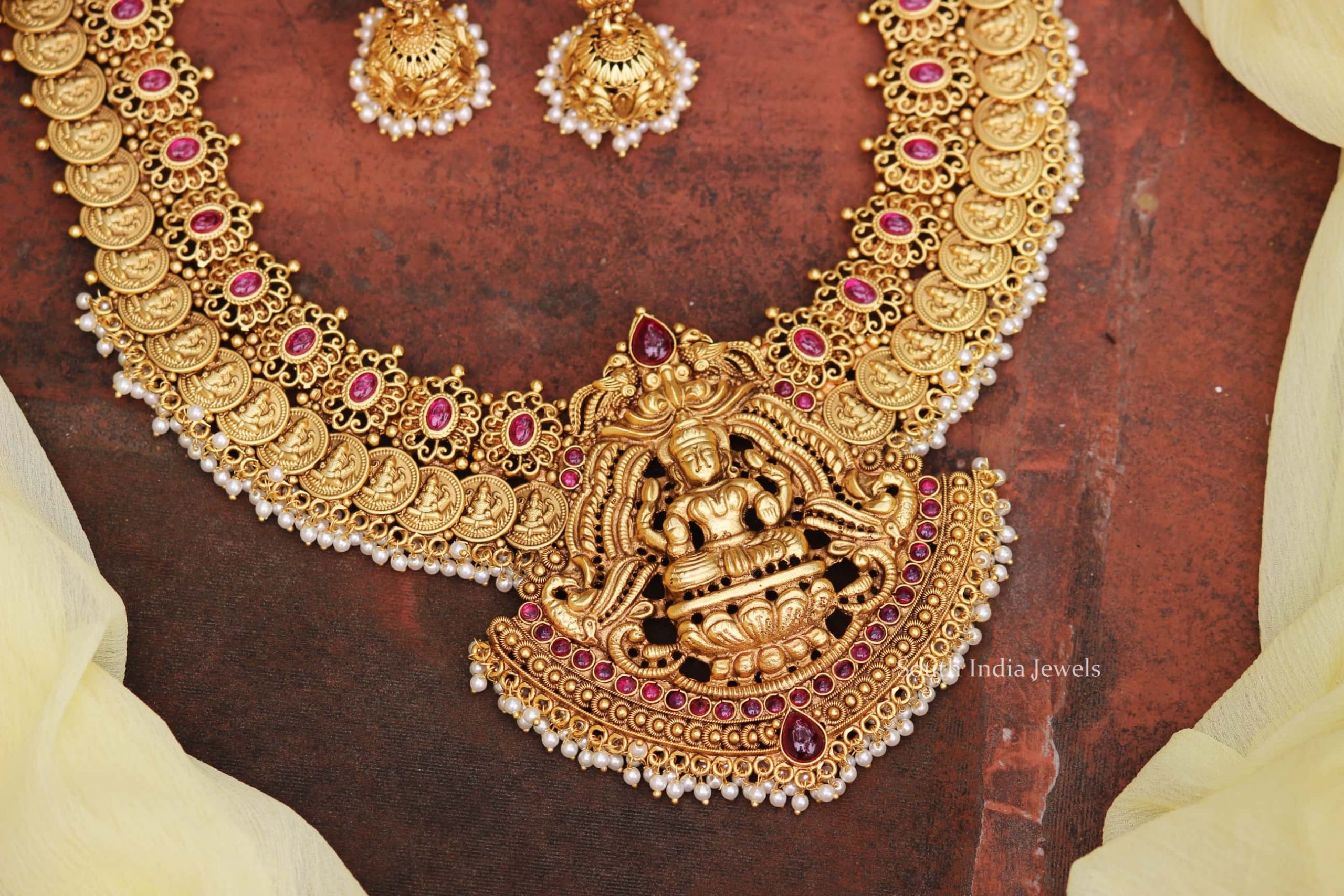 Wedding Wear Imitation Lakshmi Coin Haram - South India Jewels