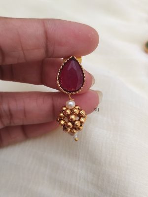 Antique Gold Finish Ruby Necklace