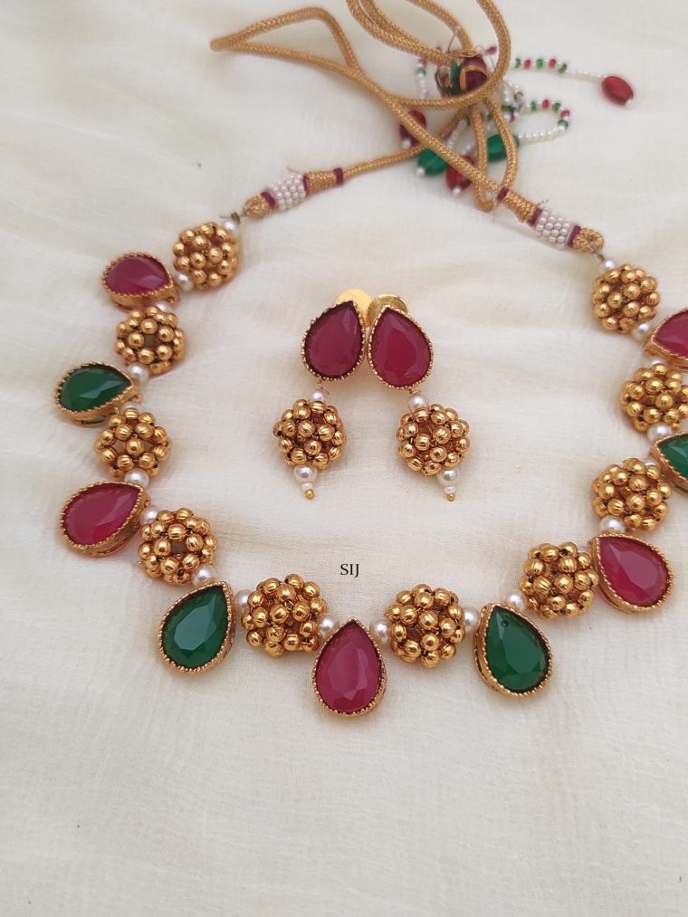 Antique Ruby Emerald Necklace