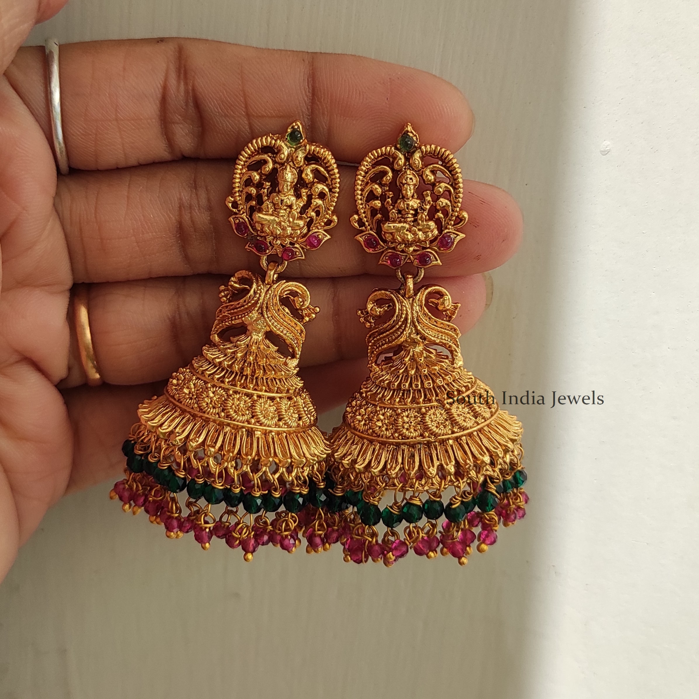 Mint Kundan Lightweight Jhumka Pipal Patti Earrings Tikka Jhumar Set   Amazel Designs