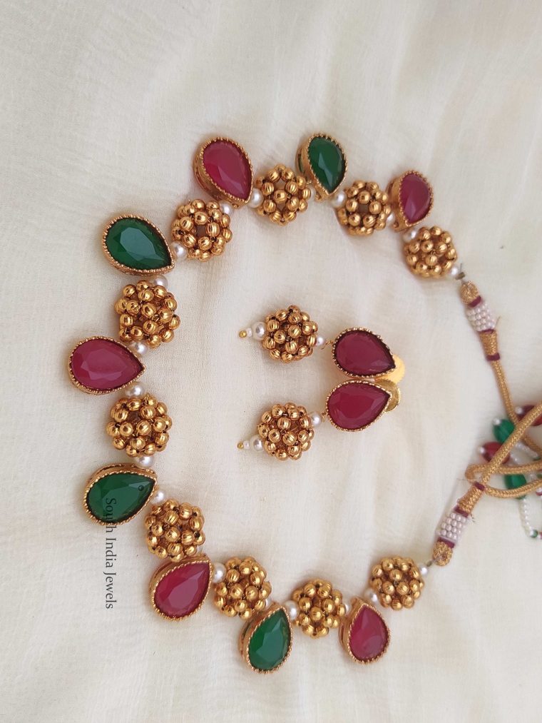 Antique Ruby Emerald Necklace