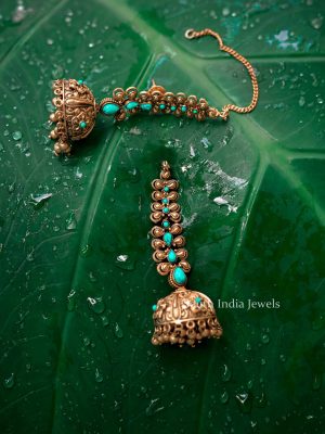 Beautiful Imitation Jhumkas with Chain-03