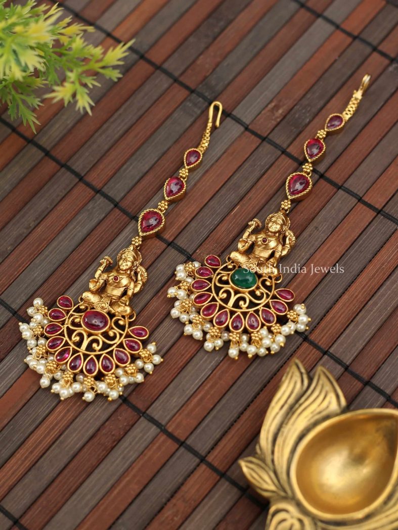 Beautiful Lakshmi Design Pearl Maang Tikka