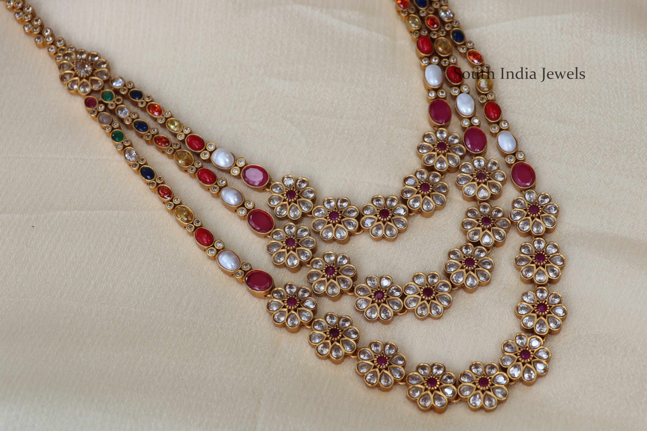 Beautiful Navarathna Necklace - South India Jewels