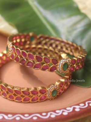 Bridal Ruby & Emerald Tear Drop Bangles