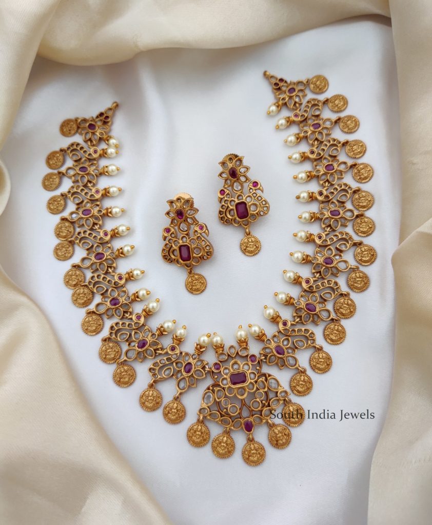 Classic Uncut Stone Matte Finish Necklace - South India Jewels