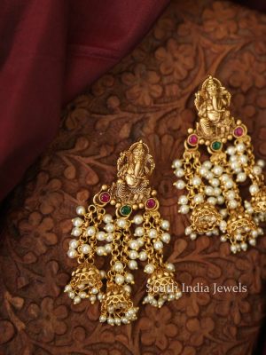 Designer Fine Quality Ganesh Pearl Earrings-01