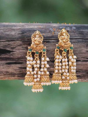 Designer Fine Quality Ganesh Pearl Earrings-06