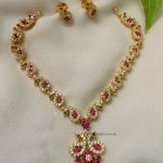 Elegant Peacock Design Ruby Necklace