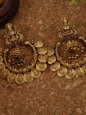 Grand Lakshmi Coin Chandbali Earrings