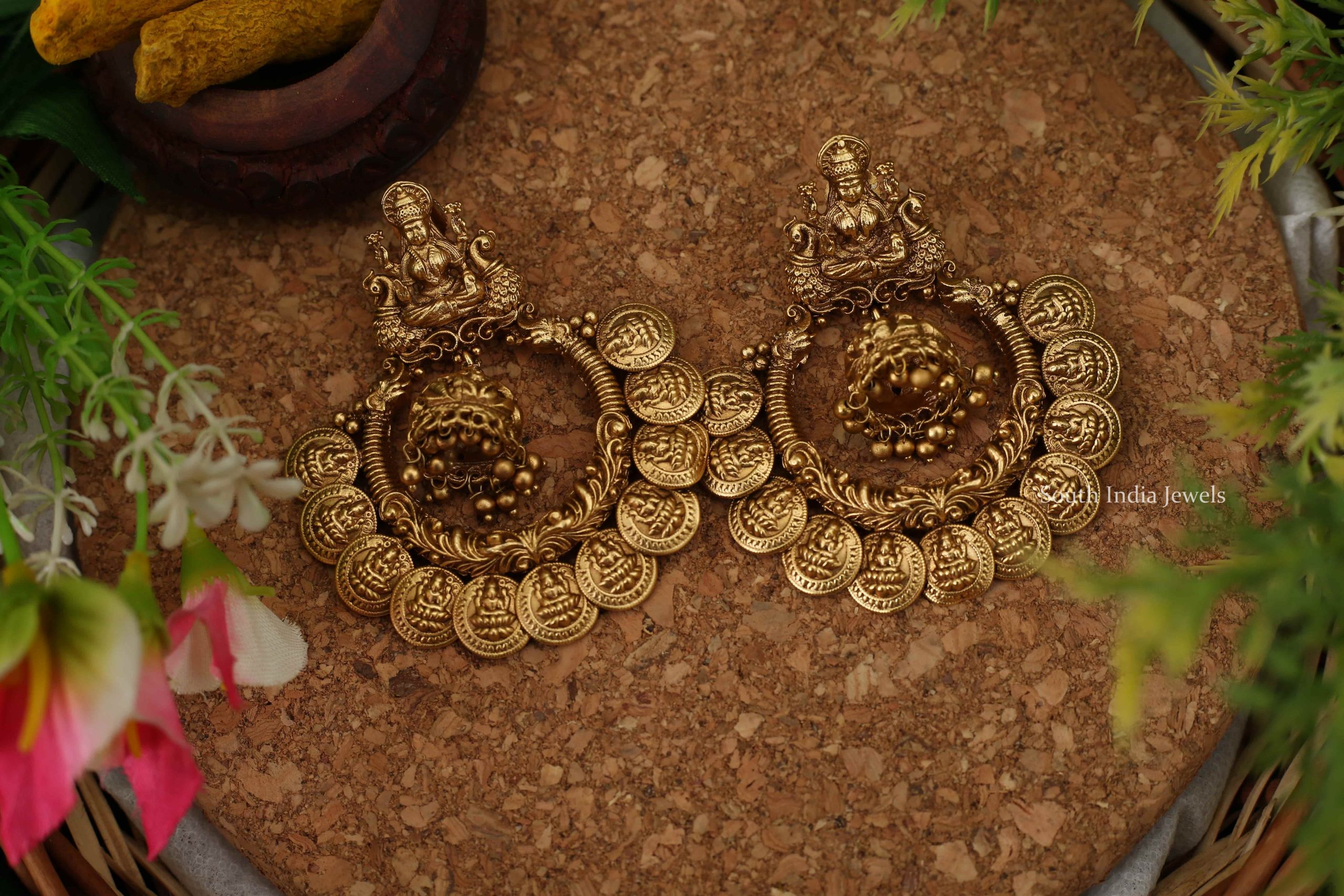 Grand Lakshmi Coin Chandbali Earrings