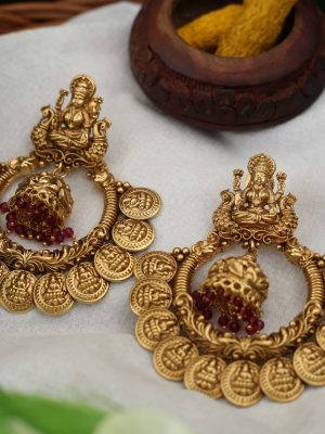 Grand Lakshmi Coin Chandbali Earrings