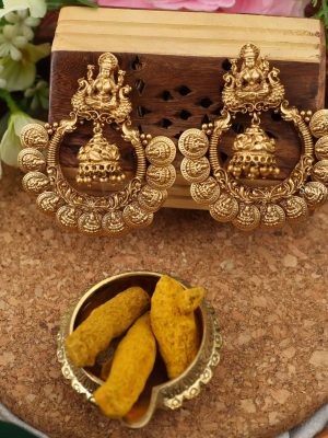Grand Lakshmi Coin Chandbali Earrings