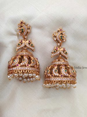 Grand Matte Finish Bird Design Jhumkas-01