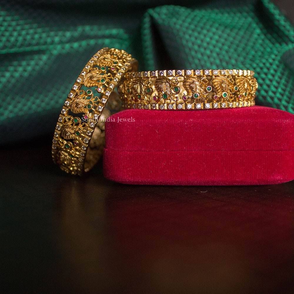 Grand Peacock Design Bangle Pair