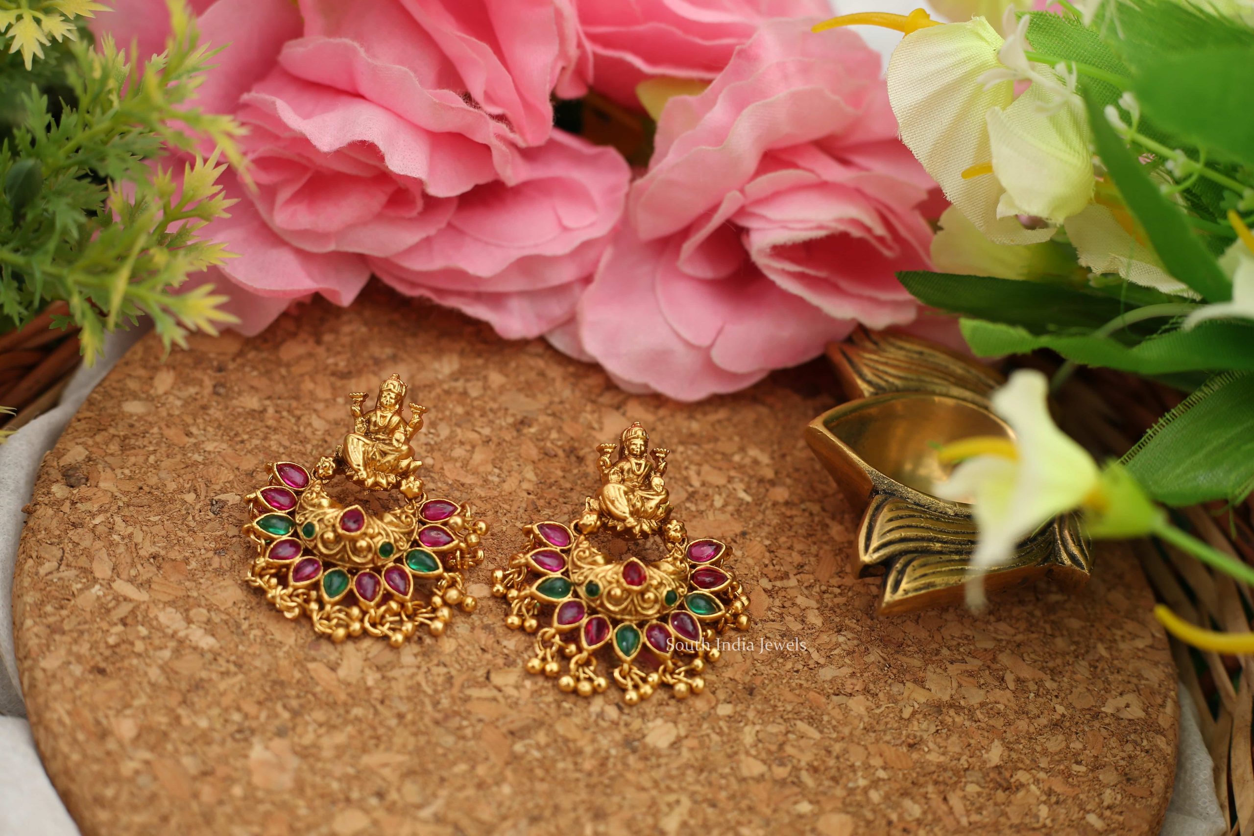 Lakshmi Kemp Earrings with Gold Beads