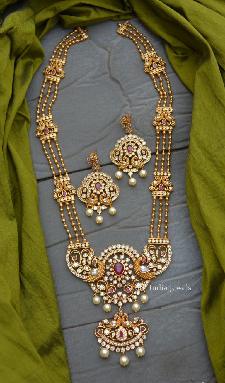 Matte Finish AD Stone Layer Haram - South India Jewels