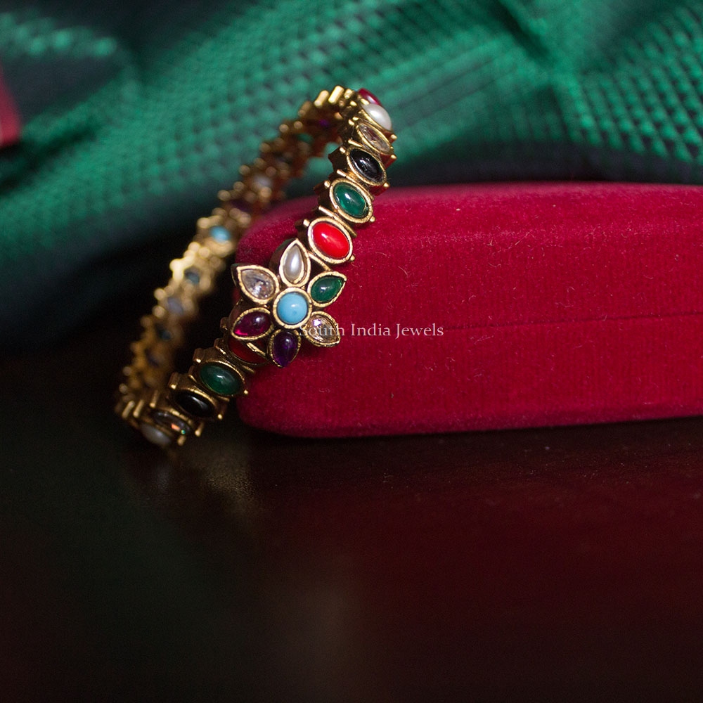 Navarathna Stone Single Kada Bangle