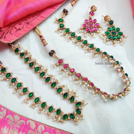 Reversible Pink & Green Stone Necklace