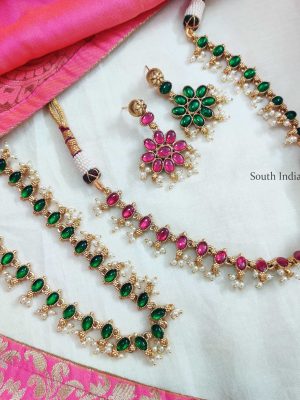 Reversible Pink & Green Stone Necklace