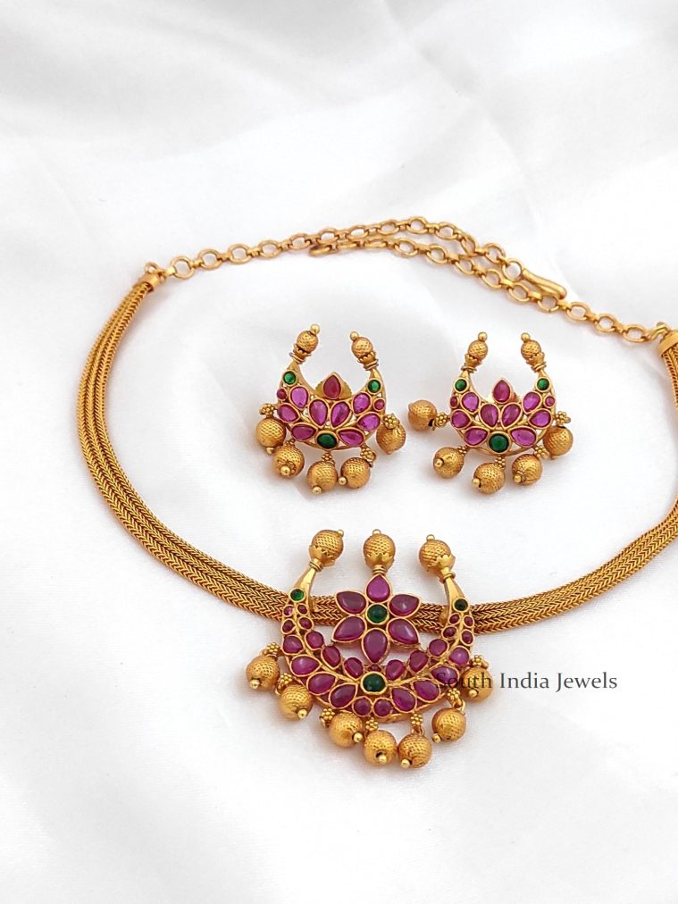 Gold Plated Chandbali Pendant Choker