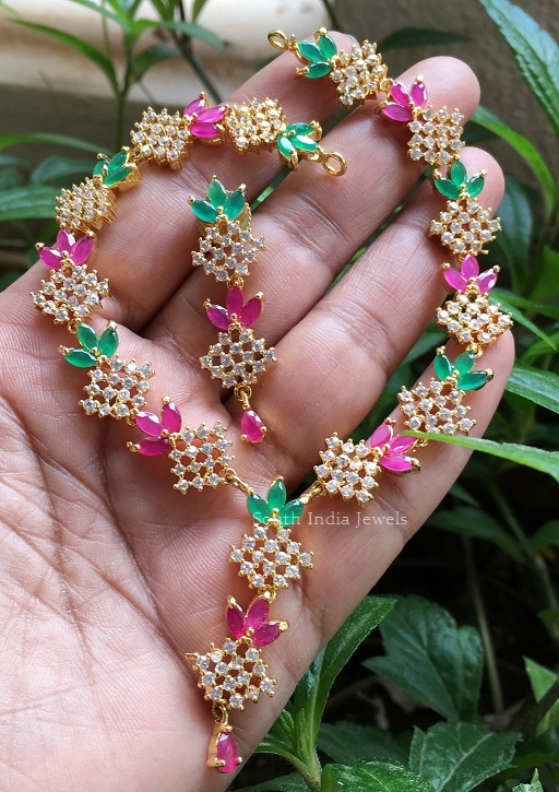 Simple Ruby and Emerald Necklace