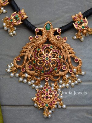 Unique Black Thread Peacock Design Necklace