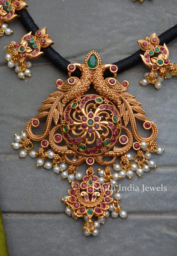 Unique Black Thread Peacock Design Necklace