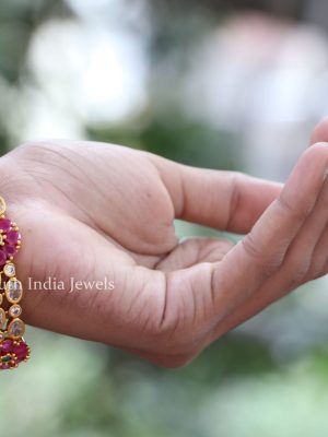 Unique Flower Design Multi Stone Bangles